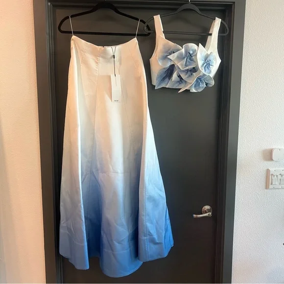 Acler Cragiburne Skirt and top set in Ivory & Midnight ombre Size US 6 NEW! - Picture 4 of 9